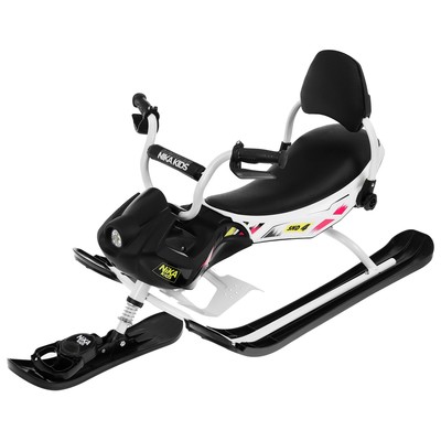 Снегокат Snowpatrol 2, со спинкой, с фонариком, белый, чёрный, SND4/2 Nika Kids