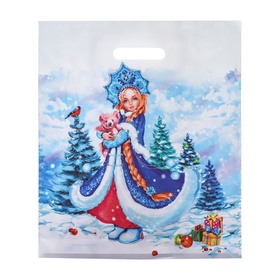 Пакет новогодний «Снегурочка с игрушкой», полиэтиленовый с вырубной ручкой, 36?43 см (комплект 50 шт)