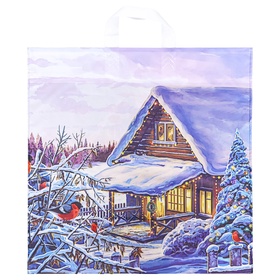 Пакет новогодний «Домик в лесу», полиэтиленовый с петлевой ручкой, 45?45 см, 60 мкм (комплект 25 шт)