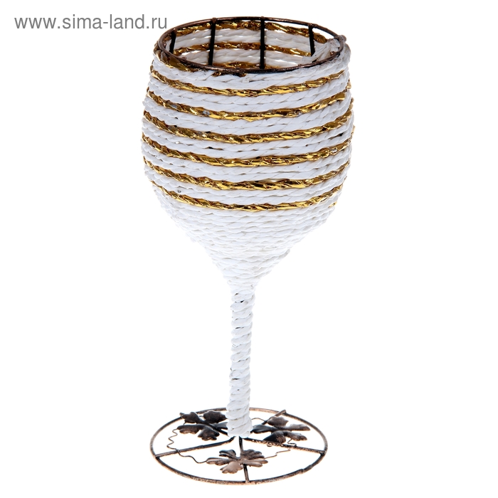 ваза плетеная металл 9*20 см бокал кленовый лист - Фото 1