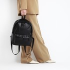 Рюкзак женский из искусственной кожи на молнии, 3 кармана, цвет чёрный - Фото 7