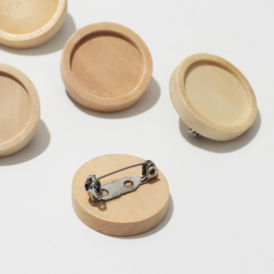 Основа для броши деревянная d=2.5 см, набор 5 шт., светло-коричневая