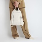Рюкзак женский из искусственной кожи на молнии, 6 наружных карманов, цвет молочный - Фото 7