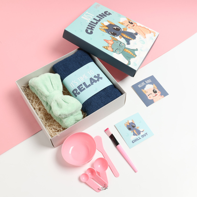 Набор подарочный «Этель» Relax, 8 предметов, полотенце, повязка на голову, спонж