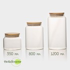 Банки стеклянные для сыпучих продуктов с бамбуковой крышкой BellaTenero «Эко», 350/800/1200 мл - фото 1095209