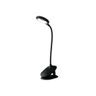 Светодиодная настольная лампа с прищепкой, гибкой ножкой и аккумуляторной батареей DE703, 6Вт, 115х70х390 мм, цвет чёрный - фото 4142263