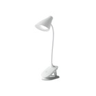Светодиодная настольная лампа с прищепкой, гибкой ножкой и аккумуляторной батареей DE705, 4Вт, 128х70х390 мм, цвет белый - фото 4142267