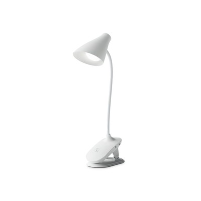 Светодиодная настольная лампа с прищепкой, гибкой ножкой и аккумуляторной батареей DE705, 4Вт, 128х70х390 мм, цвет белый
