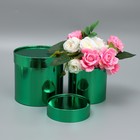 Набор коробок 2в1 круглые «Однотонный», зелёный металлик, 12 х 12, 15 х 15 см - фото 287187427