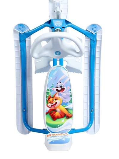 Снегокат растущий «Морозные гонки» Snow Cat, со спинкой, белый, голубой