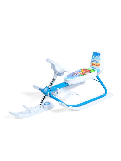 Снегокат растущий «Морозные гонки» Snow Cat, со спинкой, белый, голубой