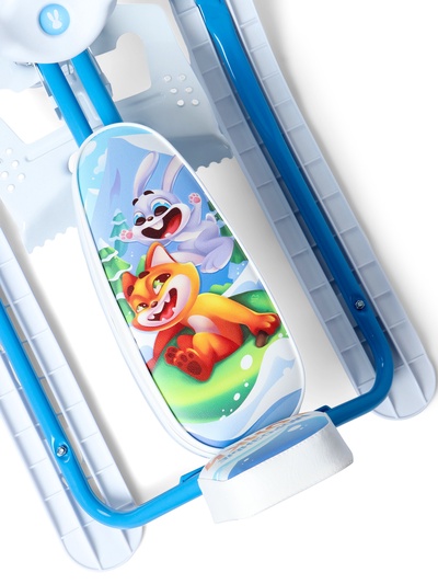 Снегокат растущий «Морозные гонки» Snow Cat, со спинкой, белый, голубой