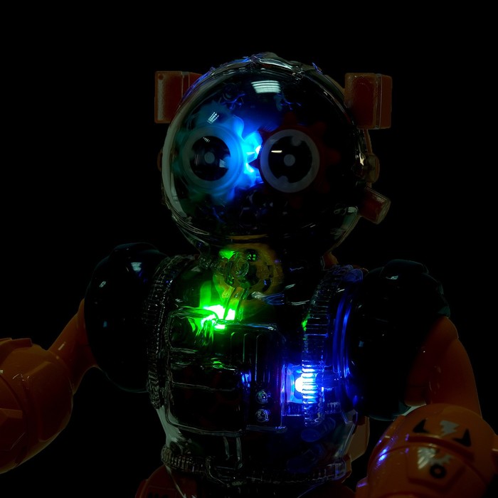 Робот «Шестерёнка», свет, звук, оранжевый
