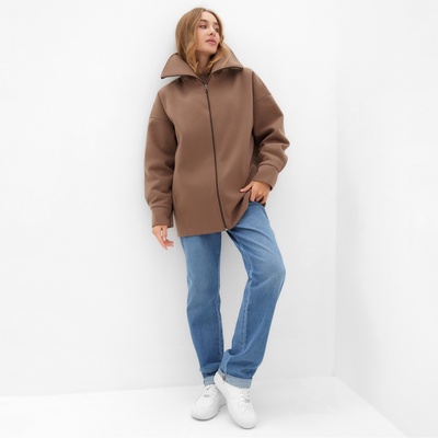 Жакет женский демисезонный MINAKU: Casual Collection, бежевый, размер 48