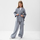 Комплект для девочки (жакет и брюки) MINAKU: PartyDress, цвет серо-голубой, рост 140 см - Фото 3