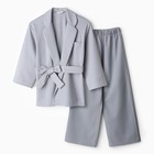 Комплект для девочки (жакет и брюки) MINAKU: PartyDress, цвет серо-голубой, рост 140 см - Фото 6