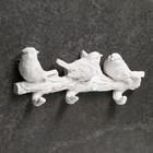 Подвесной декор - вешалка  "Веточка с тремя птичками" белая - фото 1266671