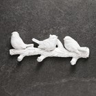 Подвесной декор - вешалка  "Веточка с тремя птичками" белая - Фото 2