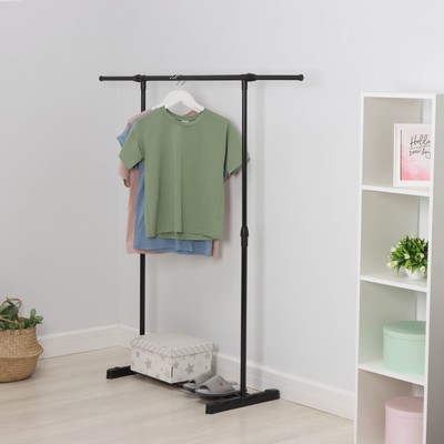 Вешалка - стойка напольная для одежды LaDо́m, с полкой для обуви, 90(150)×42×90(150) см, чёрная