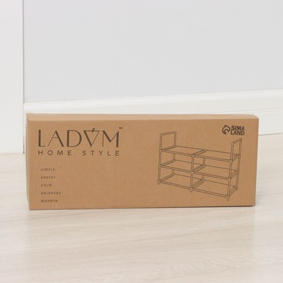 Полка для обуви LaDо́m, 3 яруса, 90×30×57 см, чёрная