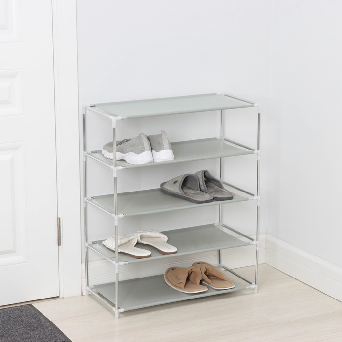 Полка для обуви LaDо́m, 5 ярусов, 60×30×72 см, серая - Фото 1