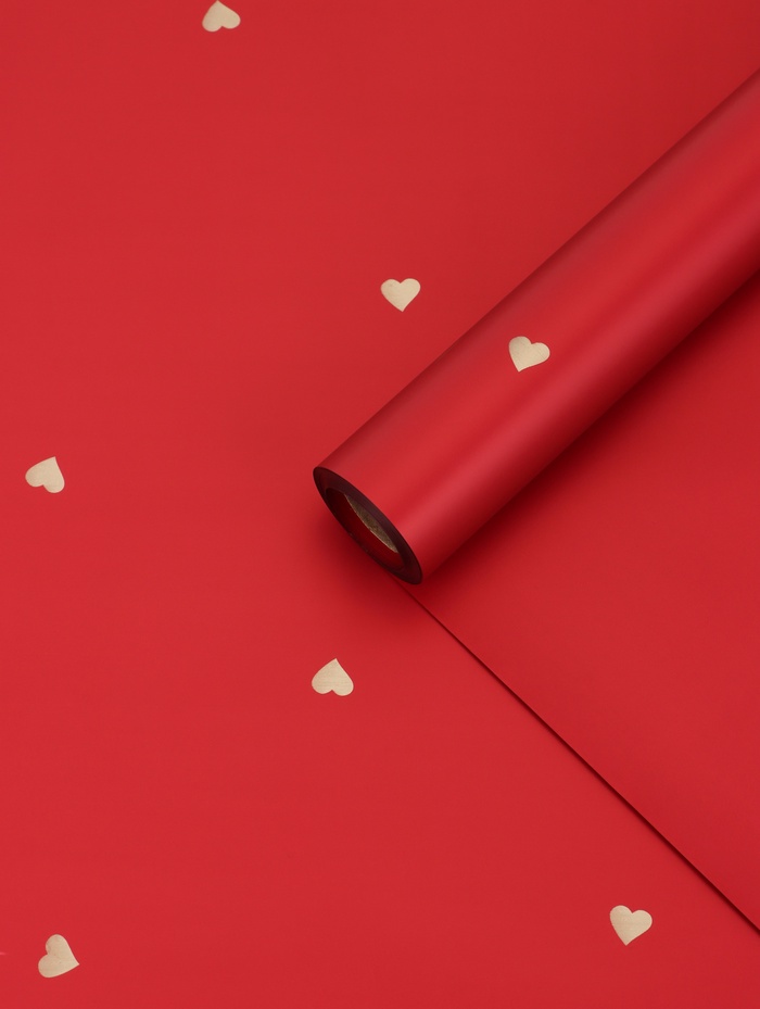 Пленка для цветов, 57 см ×10 м, «Сердечки», винная, 65 микрон - Фото 1