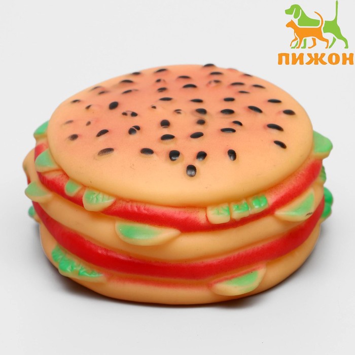 Игрушка пищащая "Гамбургер с салатом" для собак, 9,5 см - Фото 1