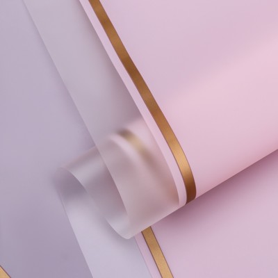 Пленка для цветов, розовый с золотым, 58 см × 10 м