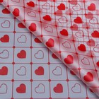 Пленка матовая прозрачная "Сердца", 58 см x 10 м, красный - фото 7836480