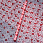 Пленка матовая прозрачная "Сердца", 58 см x 10 м, красный - фото 7836482