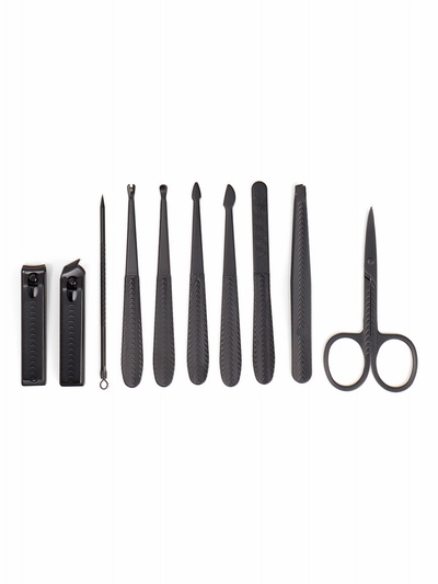 Набор маникюрный, 10 предметов, в футляре, цвет серый/чёрный