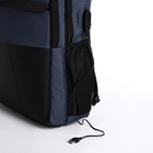 Рюкзак мужской на молниях, 3 наружных кармана, разъем для USB, крепление для чемодана, цвет синий - Фото 4