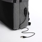 Рюкзак мужской на молниях, 3 наружных кармана, разъем для USB, крепление для чемодана, цвет серый - Фото 4