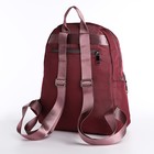 Рюкзак школьный на молнии, 5 наружных карманов, пенал, цвет бордовый - фото 11012944