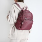 Рюкзак на молнии, 5 наружных карманов, пенал, цвет бордовый - Фото 8