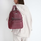 Рюкзак школьный на молнии, 5 наружных карманов, пенал, цвет бордовый - фото 11012950