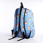 Рюкзак школьный из текстиля, 3 кармана, цвет белый/голубой - фото 11013040