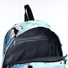 Рюкзак на молнии, 3 наружных кармана, цвет голубой - Фото 4