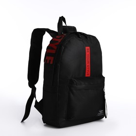 Рюкзак школьный на молнии, наружный карман, 2 боковых кармана, цвет чёрный/красный