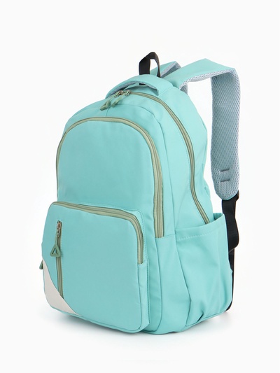 Рюкзак школьный на молнии, с отделами, карманами, размер 31×18×44 см, бирюзовый