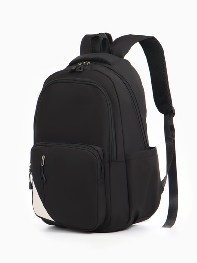 Рюкзак школьный на молнии, с отделами, карманами, размер 31×18×44 см, чёрный