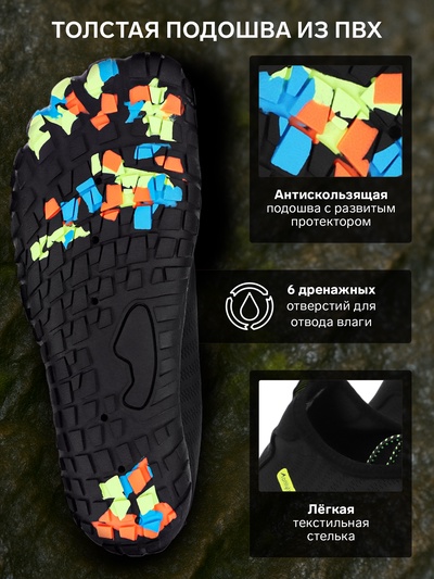 Аквашузы ONLYTOP Black, р. 37-38