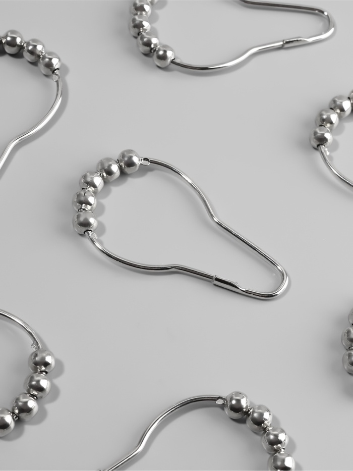 Крючок для штор с шариками, 7.5×4 см, 10 шт., цвет серебряный - Фото 1