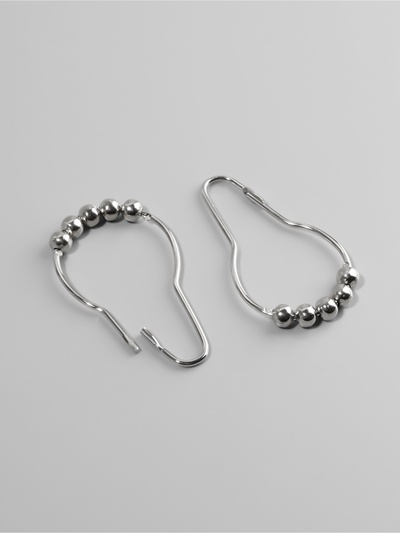 Крючок для штор с шариками, 7.5×4 см, 10 шт., цвет серебряный