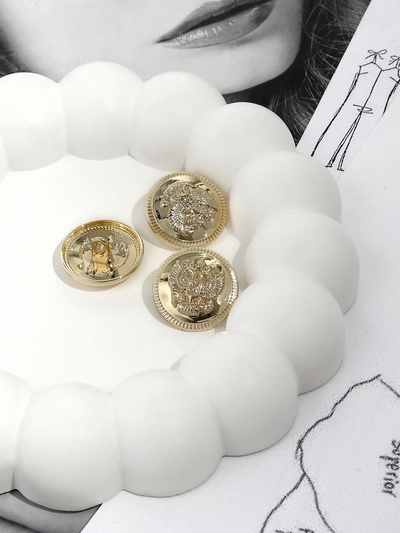 Набор пуговиц на ножке «Герб России», d=20 мм, 5 шт., цвет золотой