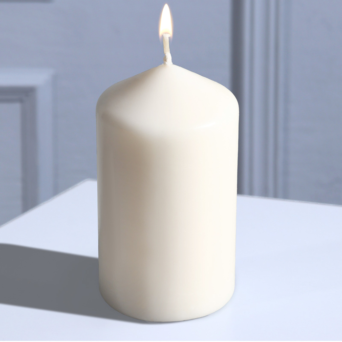 Свеча-столбик интерьерная, белая,  5,5х10 см - Фото 1