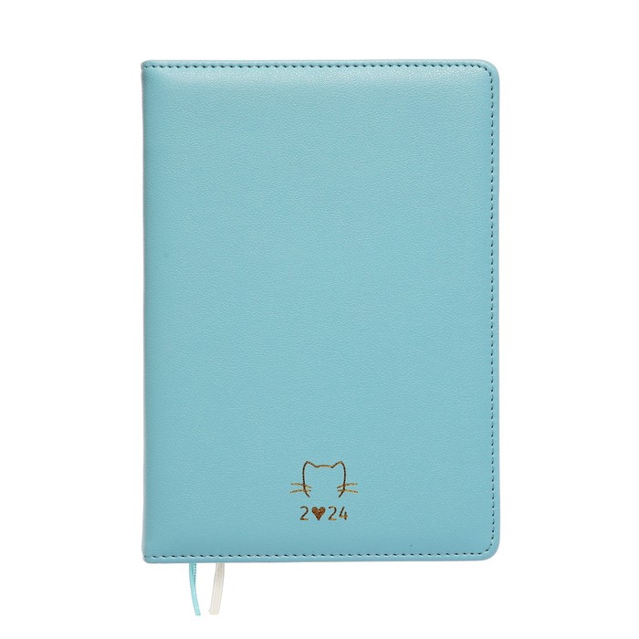 Ежедневник датированный 2024 A5 176 листов, deVENTE.I Love Cat, твёрдая обложка из искусственной кожи, тиснение фольгой, ляссе, кремовый блок 70 г/м², голубой - Фото 1
