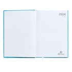 Ежедневник датированный 2024 года, А5, 176 листов, Attomex.Even, обложка бумвинил, ляссе, блок 70 г/м2, бирюзовый - Фото 3