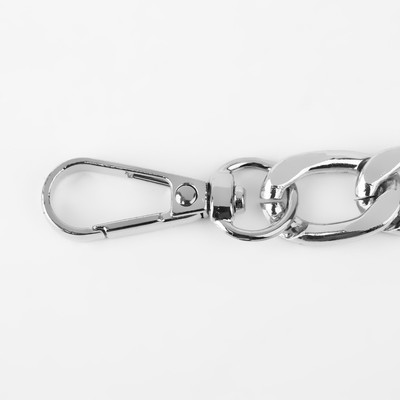Цепочка для сумки, с карабинами, алюминиевая, 13.5×20.5 мм, 60 см, цвет серебряный