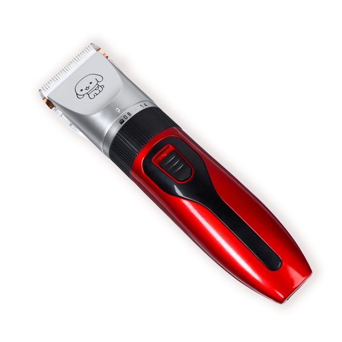 Машинка для стрижки с керамическим лезвием, регулировка ножа, USB-зарядка красная - Фото 1